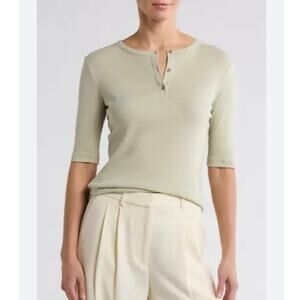 NWOT Women’s Vince Pima Cotton Henley in White Jade SZ S